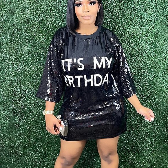 Jainmy Martinez 'Its My Birthday' Sequin Stretch Mini Dress NWT OSFM - Picture 1 of 8